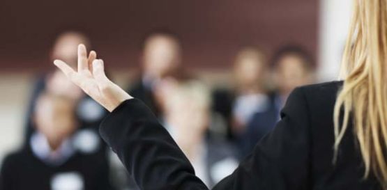 Woman raising hand